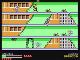 In game image of Psycho Soldier on the Commodore 64.