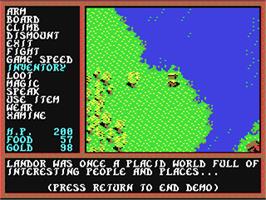 In game image of Questron II on the Commodore 64.