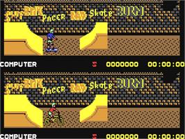 In game image of Rad Ramp Racer on the Commodore 64.
