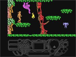 In game image of Rad Warrior on the Commodore 64.