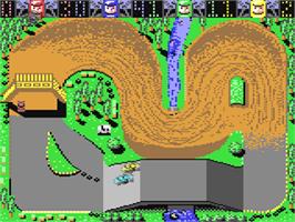 In game image of Rally Cross Challenge on the Commodore 64.