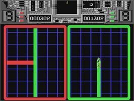 In game image of Raster Runner on the Commodore 64.