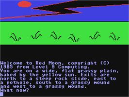 In game image of Red Moon on the Commodore 64.