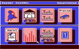 In game image of Reederei on the Commodore 64.