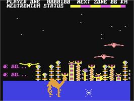 In game image of Revenge of the Mutant Camels on the Commodore 64.