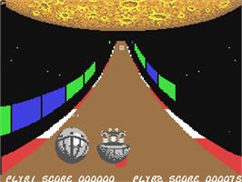 In game image of Roadwars on the Commodore 64.
