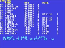 In game image of Robin Smith's International Cricket on the Commodore 64.