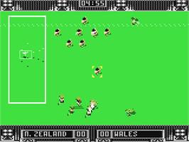 In game image of Rugby: The World Cup on the Commodore 64.