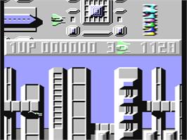 In game image of Sanxion on the Commodore 64.