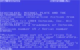 In game image of Seastalker on the Commodore 64.