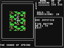 In game image of Shard of Spring on the Commodore 64.
