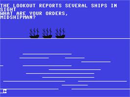 In game image of Ship of the Line on the Commodore 64.