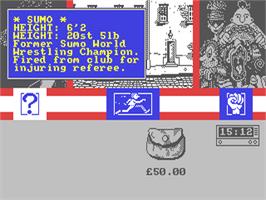 In game image of Sidewalk on the Commodore 64.