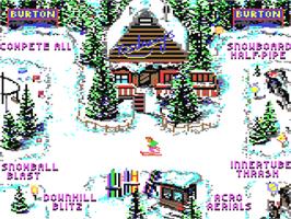 In game image of Ski or Die on the Commodore 64.