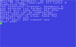 In game image of Snowball on the Commodore 64.
