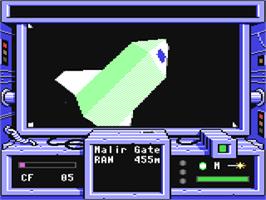 In game image of Space Rogue on the Commodore 64.