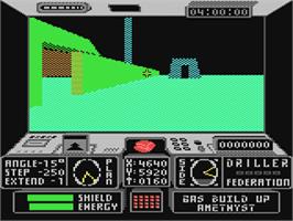 In game image of Space Station Oblivion on the Commodore 64.