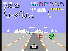 In game image of Speed Buggy on the Commodore 64.