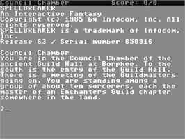 In game image of Spellbreaker on the Commodore 64.