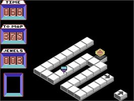 In game image of Spindizzy on the Commodore 64.
