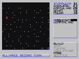 In game image of Star Control on the Commodore 64.