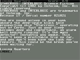 In game image of Starcross on the Commodore 64.