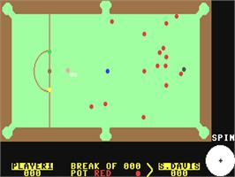 In game image of Steve Davis Snooker on the Commodore 64.