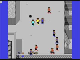 In game image of Street Cred Football on the Commodore 64.