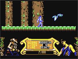 In game image of Strider 2 on the Commodore 64.