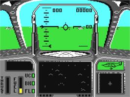 In game image of Strike Force Harrier on the Commodore 64.