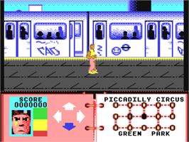 In game image of Subway Vigilante on the Commodore 64.
