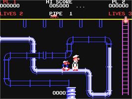 In game image of Super Pipeline on the Commodore 64.