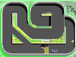 In game image of Super Sprint on the Commodore 64.