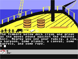In game image of Swiss Family Robinson on the Commodore 64.