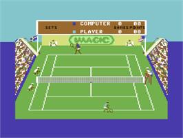 In game image of Tennis on the Commodore 64.