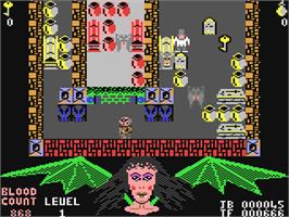 In game image of The Astonishing Adventures of Mr. Weems and the She Vampires on the Commodore 64.