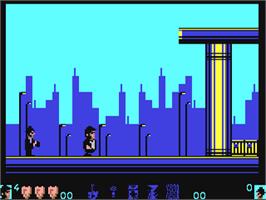 In game image of The Blues Brothers on the Commodore 64.