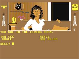In game image of The Dallas Quest on the Commodore 64.