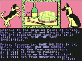 In game image of The Growing Pains of Adrian Mole on the Commodore 64.