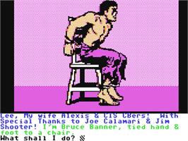 In game image of The Hulk on the Commodore 64.