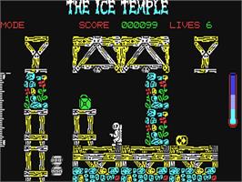 In game image of The Ice Temple on the Commodore 64.