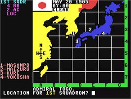 In game image of The Naval Battle of Tsushima on the Commodore 64.