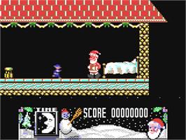 In game image of The Official Father Christmas on the Commodore 64.