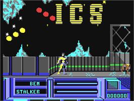 In game image of The Running Man on the Commodore 64.