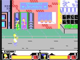 In game image of The Simpsons Arcade Game on the Commodore 64.
