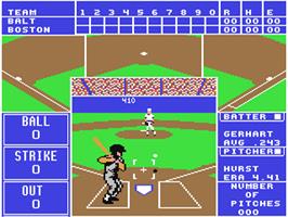 In game image of The Sporting News Baseball on the Commodore 64.