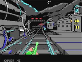 In game image of The Train: Escape to Normandy on the Commodore 64.