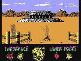 In game image of The Way of the Tiger on the Commodore 64.
