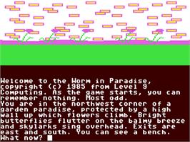 In game image of The Worm in Paradise on the Commodore 64.