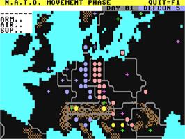 In game image of Theatre Europe on the Commodore 64.